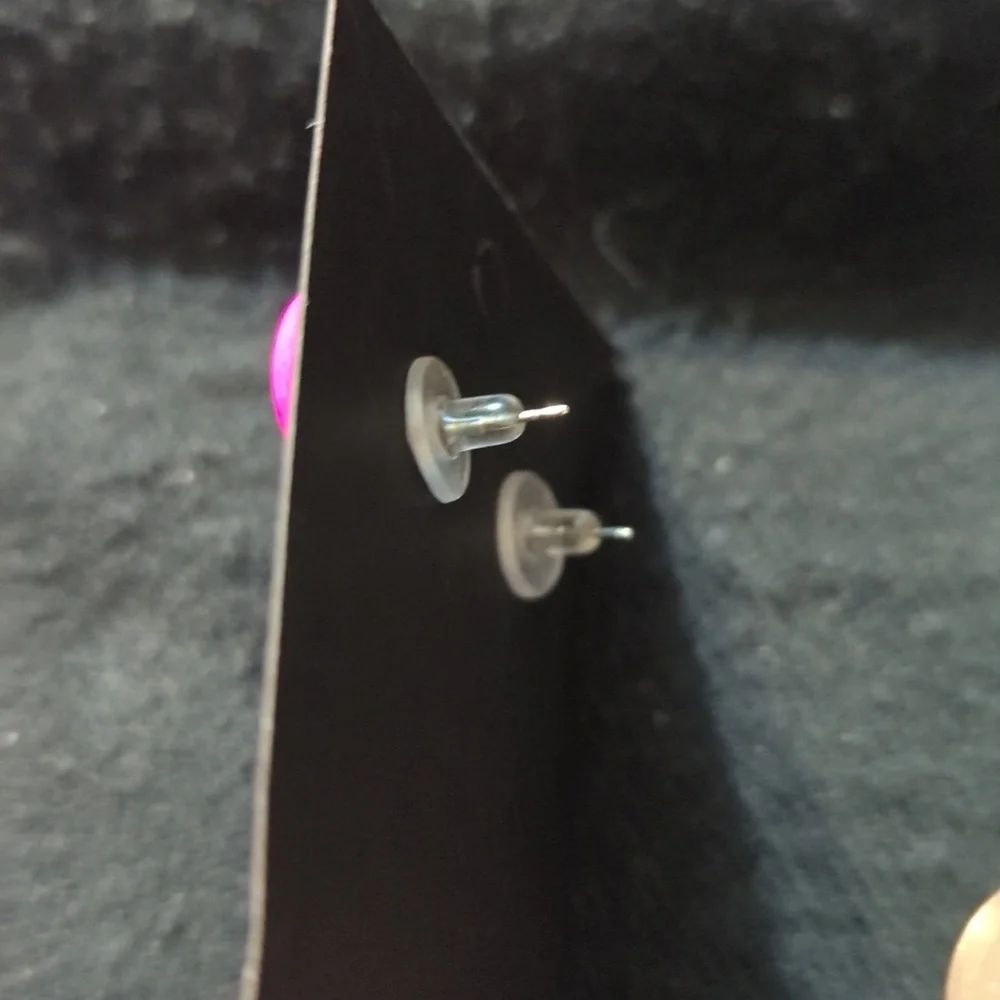 Silver Plated Pink Dyed Howlite Gemstone Heart Shaped Stud Statement Earrings